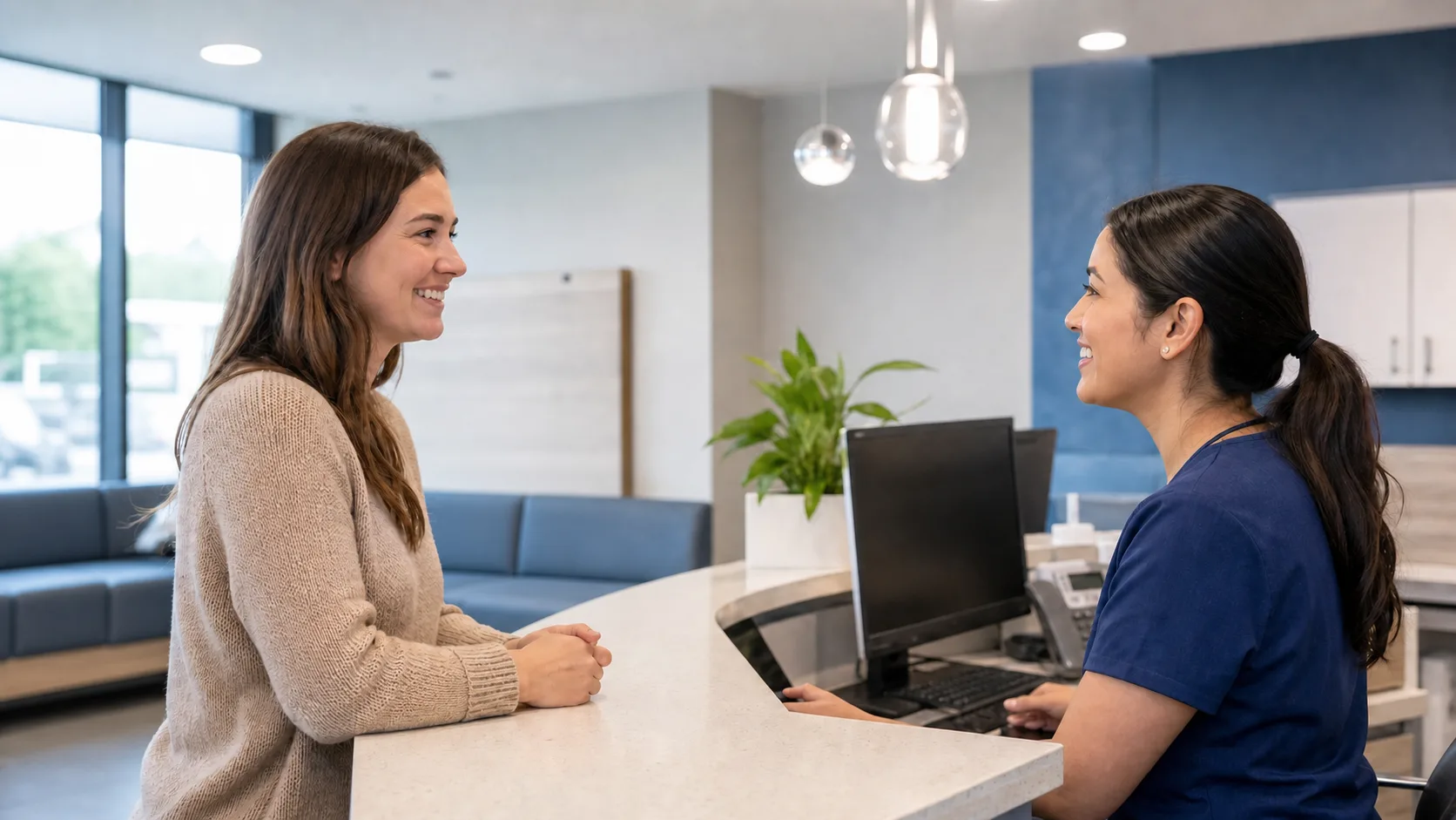 A patient arranging an appointment with a clinic team member