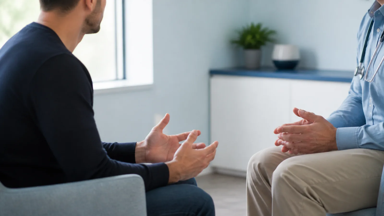 A doctor discussing a health concern with a male patient